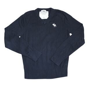 Abercrombie Fitch Muscle Sweater Men Medium Blue Cotton Wool Cashmere Y2K Preppy